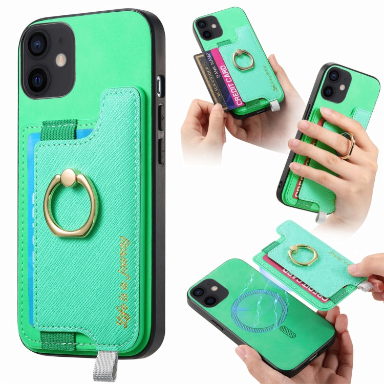 Retro Magsafe Cross Leather Ring Holder Card Bag Phone Case, For iPhone 11 Pro, For iPhone XR, For iPhone XS Max
