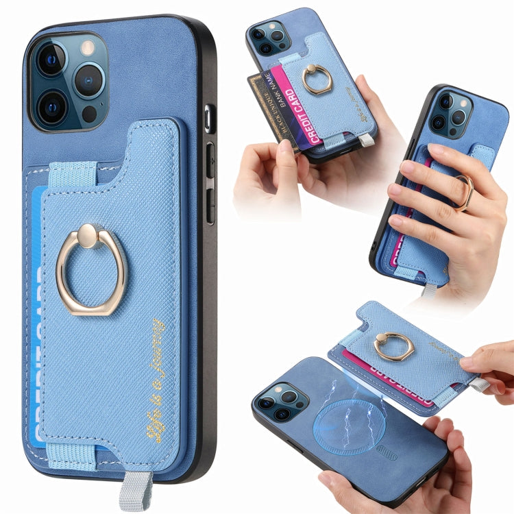 Retro Magsafe Cross Leather Ring Holder Card Bag Phone Case, For iPhone 11 Pro, For iPhone XR, For iPhone XS Max