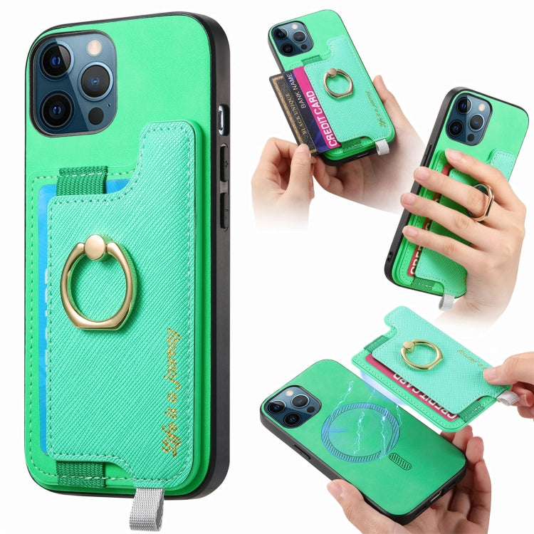 Retro Magsafe Cross Leather Ring Holder Card Bag Phone Case, For iPhone 11 Pro, For iPhone XR, For iPhone XS Max