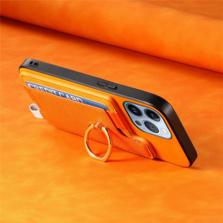 Retro Magsafe Cross Leather Ring Holder Card Bag Phone Case, For iPhone 13 Pro Max, For iPhone 13 Pro, For iPhone 13