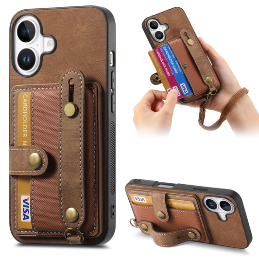 Retro Cross Wristband Wallet Leather Back Phone Case, For iPhone 16