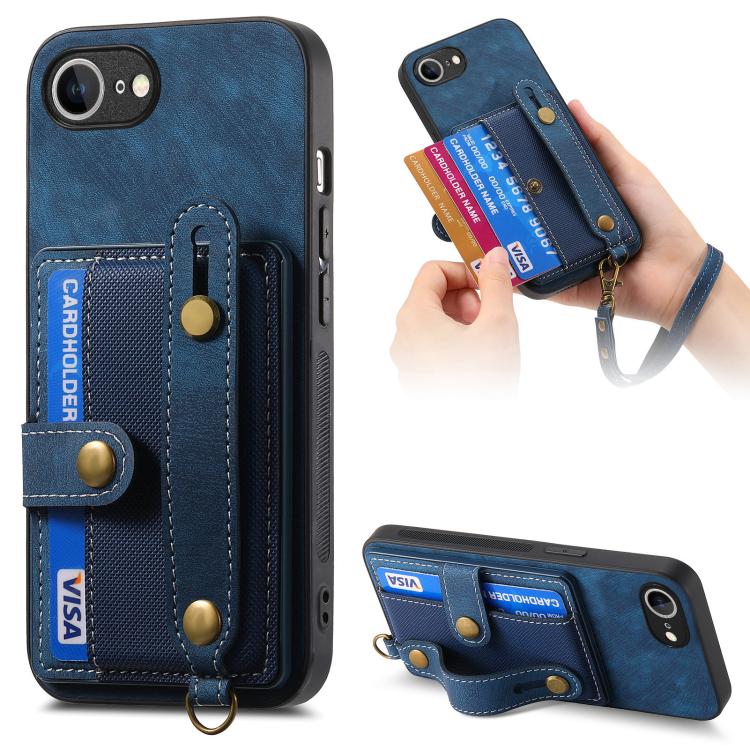 Retro Cross Wristband Wallet Leather Back Phone Case