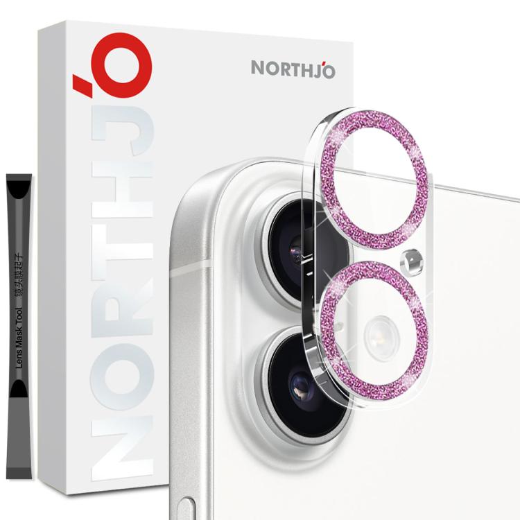 NORTHJO Camera Lens Protector Glitter Ring 3D Tempered Glass Film, For iPhone 16 Pro / 16 Pro Max, For iPhone 16 / 16 Plus