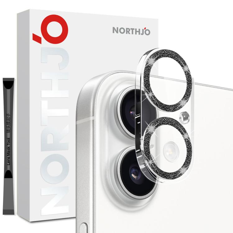 NORTHJO Camera Lens Protector Glitter Ring 3D Tempered Glass Film, For iPhone 16 Pro / 16 Pro Max, For iPhone 16 / 16 Plus