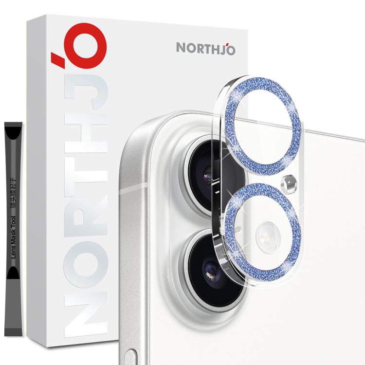 NORTHJO Camera Lens Protector Glitter Ring 3D Tempered Glass Film, For iPhone 16 Pro / 16 Pro Max, For iPhone 16 / 16 Plus