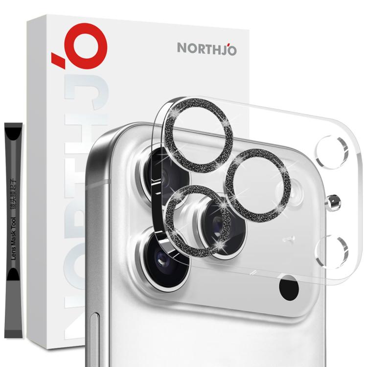 NORTHJO Camera Lens Protector Glitter Ring 3D Tempered Glass Film, For iPhone 16 Pro / 16 Pro Max, For iPhone 16 / 16 Plus