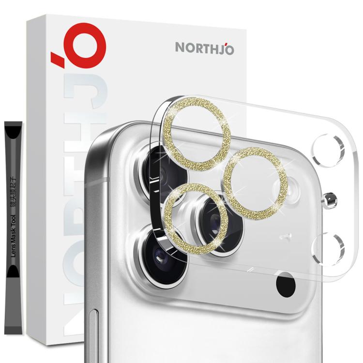 NORTHJO Camera Lens Protector Glitter Ring 3D Tempered Glass Film, For iPhone 16 Pro / 16 Pro Max, For iPhone 16 / 16 Plus