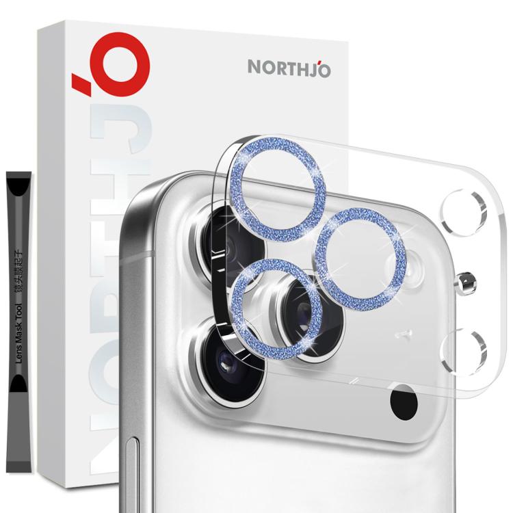 NORTHJO Camera Lens Protector Glitter Ring 3D Tempered Glass Film, For iPhone 16 Pro / 16 Pro Max, For iPhone 16 / 16 Plus
