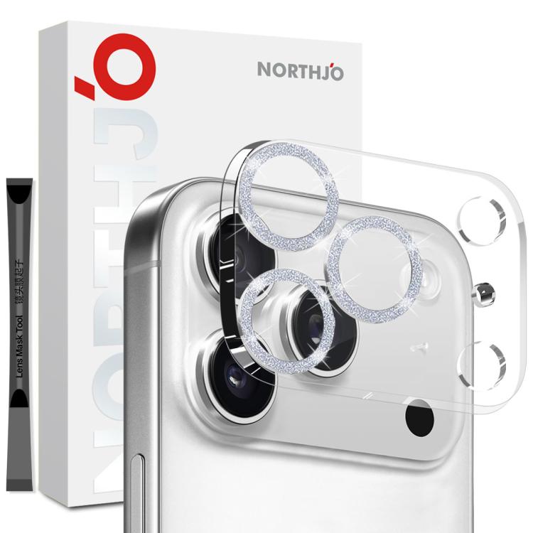 NORTHJO Camera Lens Protector Glitter Ring 3D Tempered Glass Film, For iPhone 16 Pro / 16 Pro Max, For iPhone 16 / 16 Plus