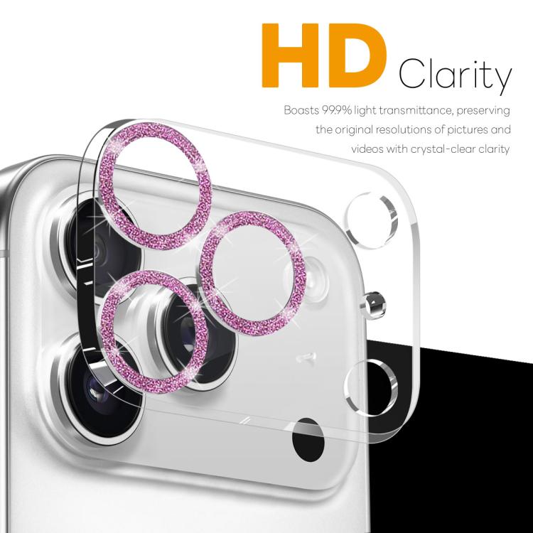 NORTHJO Camera Lens Protector Glitter Ring 3D Tempered Glass Film, For iPhone 16 Pro / 16 Pro Max, For iPhone 16 / 16 Plus