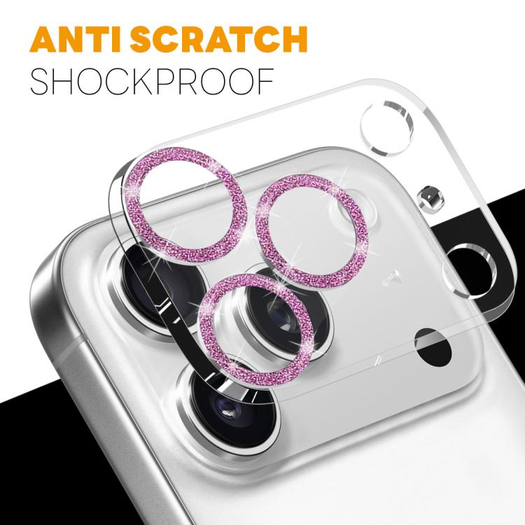 NORTHJO Camera Lens Protector Glitter Ring 3D Tempered Glass Film, For iPhone 16 Pro / 16 Pro Max, For iPhone 16 / 16 Plus