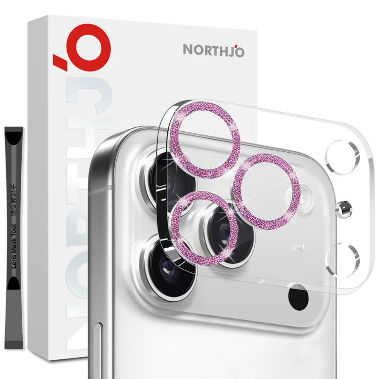 NORTHJO Camera Lens Protector Glitter Ring 3D Tempered Glass Film, For iPhone 16 Pro / 16 Pro Max, For iPhone 16 / 16 Plus