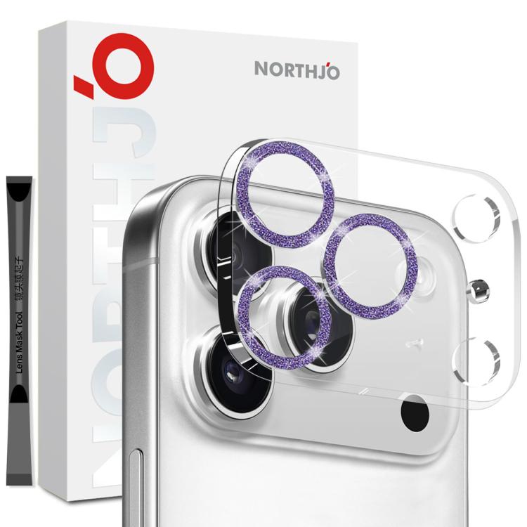 NORTHJO Camera Lens Protector Glitter Ring 3D Tempered Glass Film, For iPhone 16 Pro / 16 Pro Max, For iPhone 16 / 16 Plus