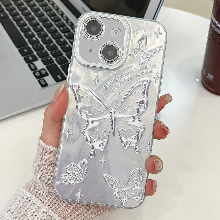 Plating Texture Butterfly TPU Phone Case with Glitter Lens Film, For iPhone 14, For iPhone 14 Pro, For iPhone 14 Pro Max, For iPhone 13 Pro Max