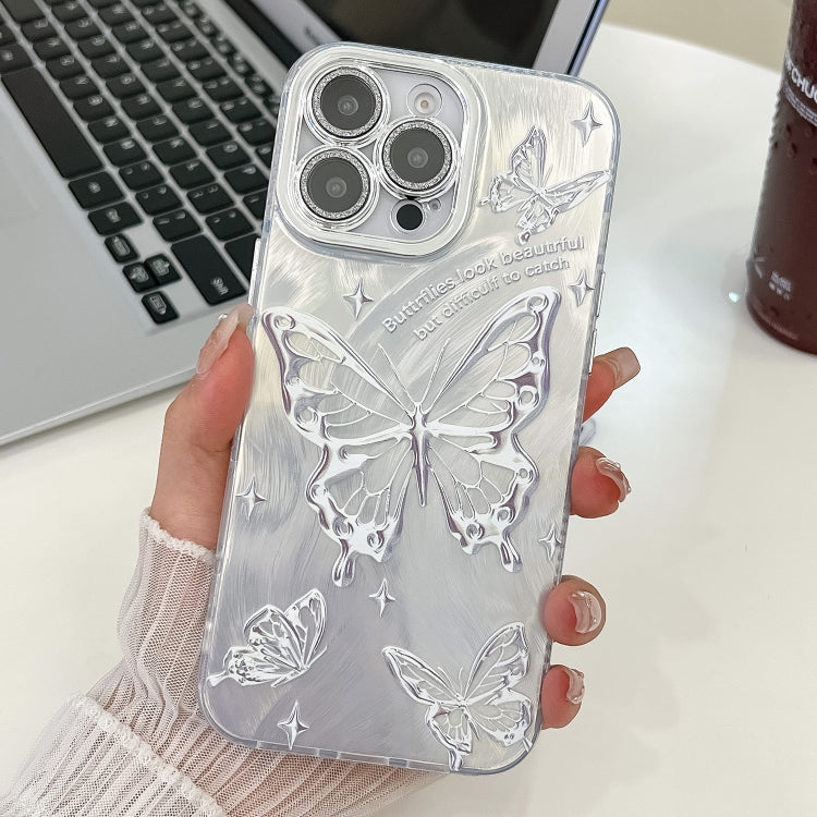 Plating Texture Butterfly TPU Phone Case with Glitter Lens Film, For iPhone 14, For iPhone 14 Pro, For iPhone 14 Pro Max, For iPhone 13 Pro Max