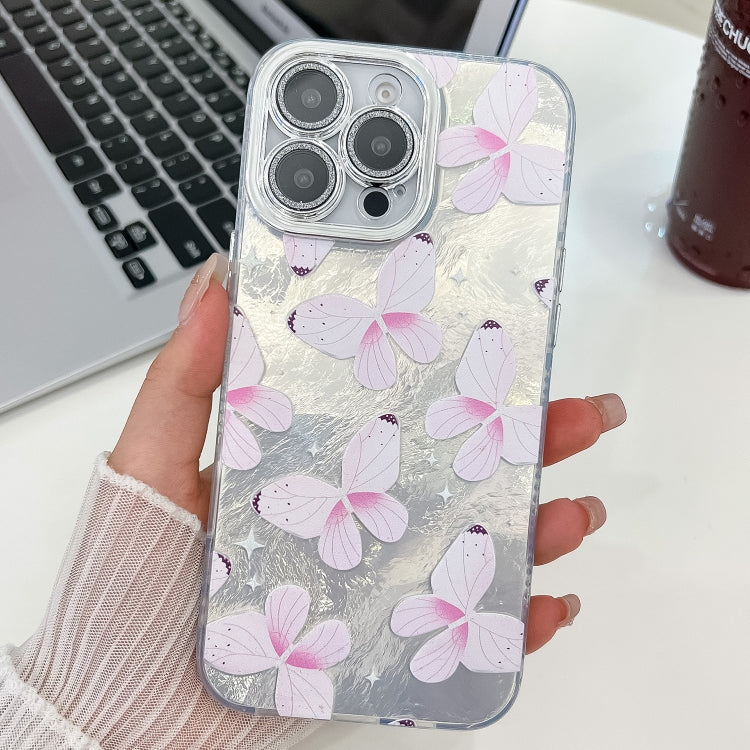 Plating Texture Butterfly TPU Phone Case with Glitter Lens Film, For iPhone 14, For iPhone 14 Pro, For iPhone 14 Pro Max, For iPhone 13 Pro Max