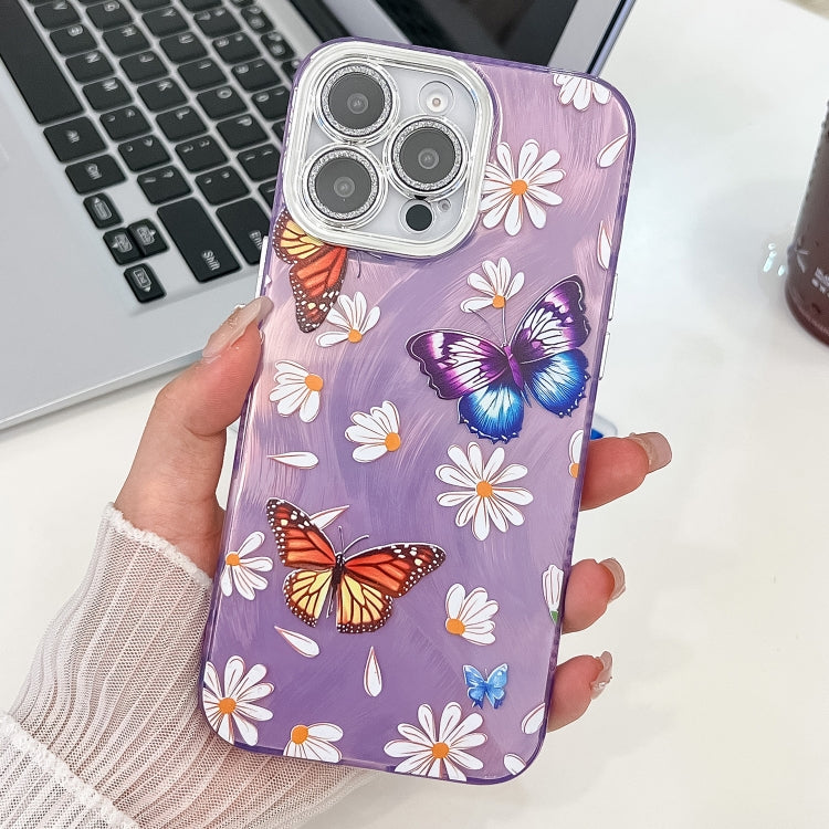 Plating Texture Butterfly TPU Phone Case with Glitter Lens Film, For iPhone 13 Pro, For iPhone 13