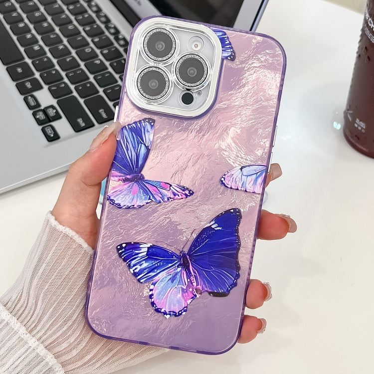 Plating Texture Butterfly TPU Phone Case with Glitter Lens Film, For iPhone 13 Pro, For iPhone 13