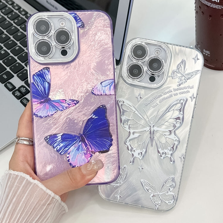 Plating Texture Butterfly TPU Phone Case with Glitter Lens Film, For iPhone 13 Pro, For iPhone 13