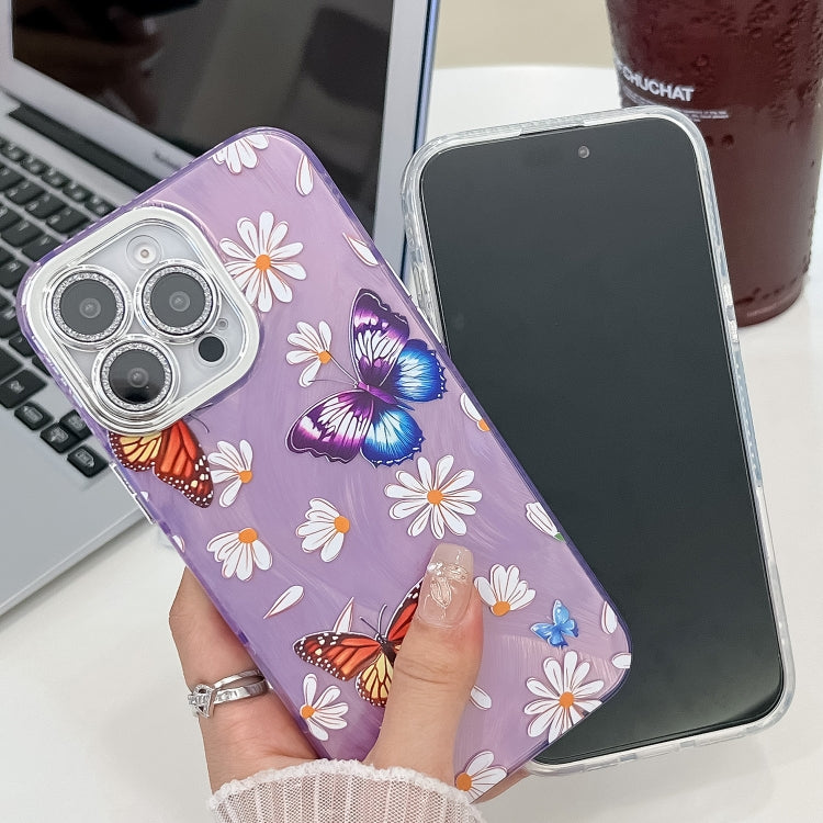 Plating Texture Butterfly TPU Phone Case with Glitter Lens Film, For iPhone 14, For iPhone 14 Pro, For iPhone 14 Pro Max, For iPhone 13 Pro Max