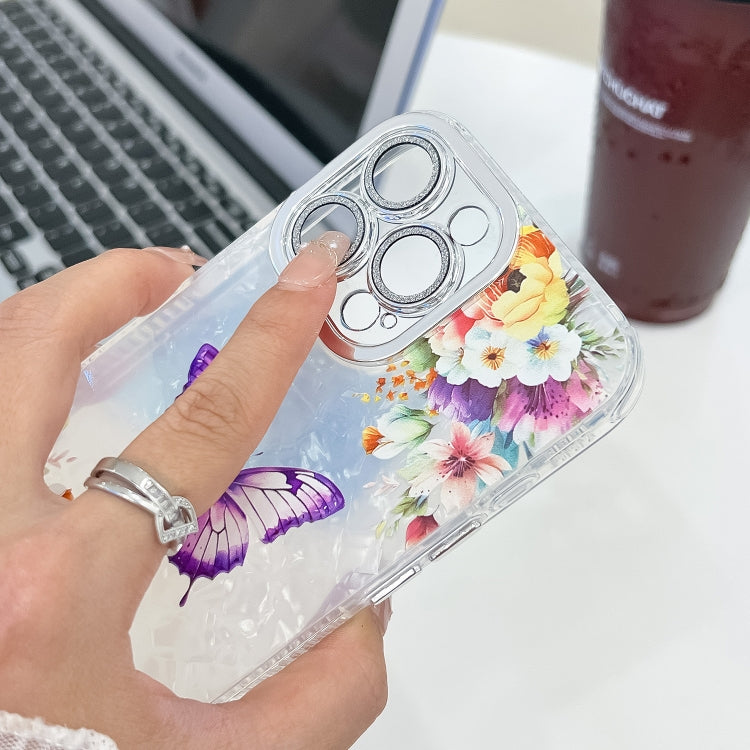 Plating Texture Butterfly TPU Phone Case with Glitter Lens Film, For iPhone 13 Pro, For iPhone 13