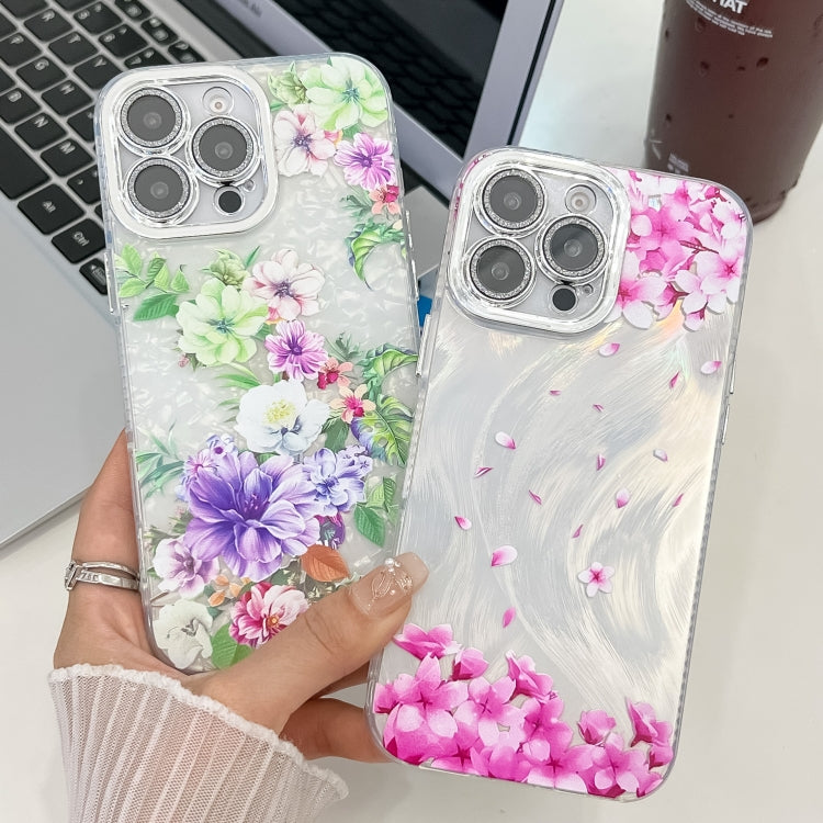 Electroplating Flowers Plants Texture TPU Phone Case, For iPhone 13