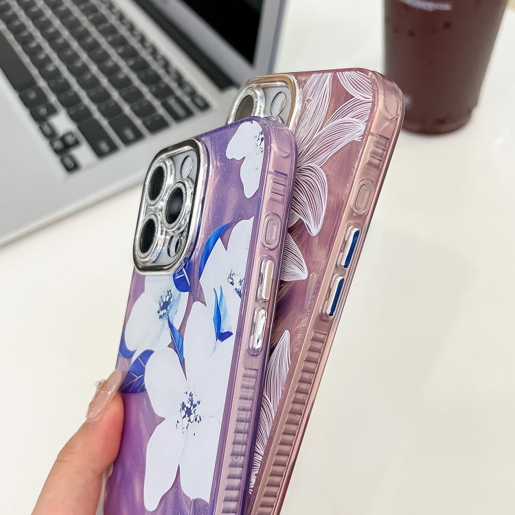 Electroplating Flowers Plants Texture TPU Phone Case, For iPhone 13