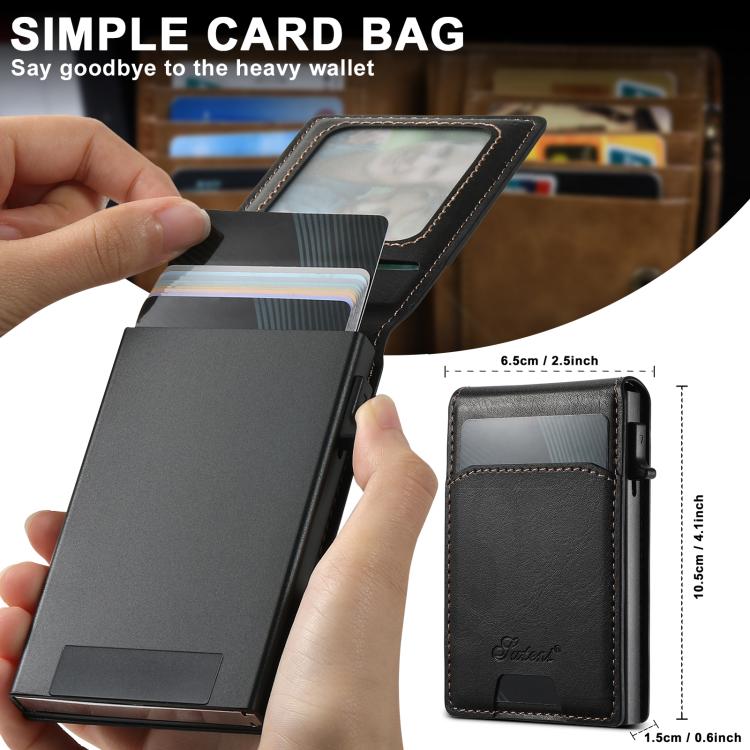 Suteni H19 Oil Wax 2-in-1 MagSafe Removable Card Box Back Phone Case, For iPhone 12 Pro, For iPhone 17e / 16e