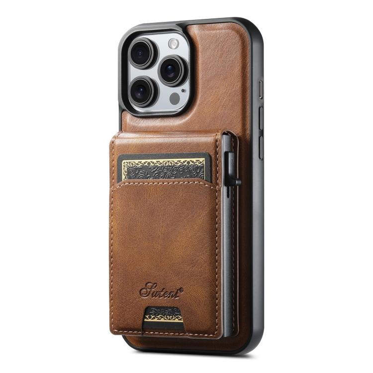 Suteni H19 Oil Wax 2-in-1 MagSafe Removable Card Box Back Phone Case, For iPhone 12 Pro, For iPhone 17e / 16e