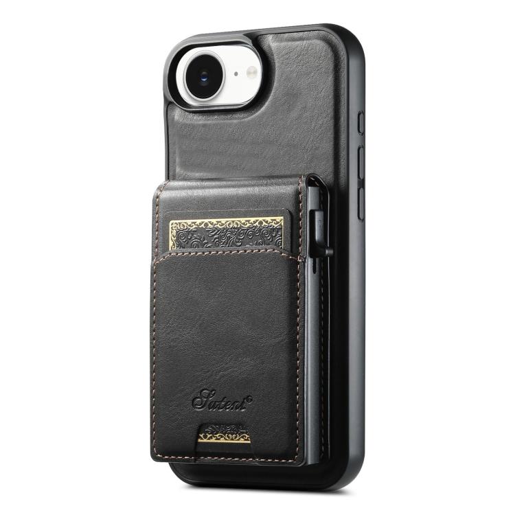 Suteni H19 Oil Wax 2-in-1 MagSafe Removable Card Box Back Phone Case, For iPhone 12 Pro, For iPhone 17e / 16e