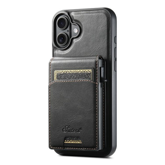Suteni H19 Oil Wax 2-in-1 MagSafe Removable Card Box Back Phone Case, For iPhone 17e / 16e, For iPhone 16 Pro Max, For iPhone 16 Pro, For iPhone 16 Plus, For iPhone 16, For iPhone 15 Pro Max, For iPhone 15 Pro, For iPhone 15 Plus, For iPhone 15        ...