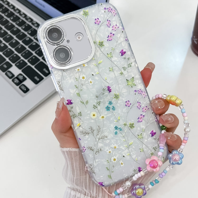Electroplating Flower Texture Wristband TPU Phone Case, For iPhone 17e / 16e, For iPhone 16 Pro Max, For iPhone 16 Pro, For iPhone 16 Plus