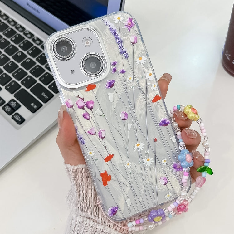 Electroplating Flower Texture Wristband TPU Phone Case, For iPhone 16, For iPhone 15 Pro Max, For iPhone 15 Pro, For iPhone 15