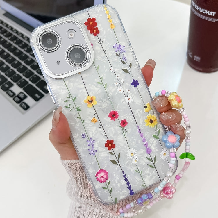 Electroplating Flower Texture Wristband TPU Phone Case, For iPhone 16, For iPhone 15 Pro Max, For iPhone 15 Pro, For iPhone 15