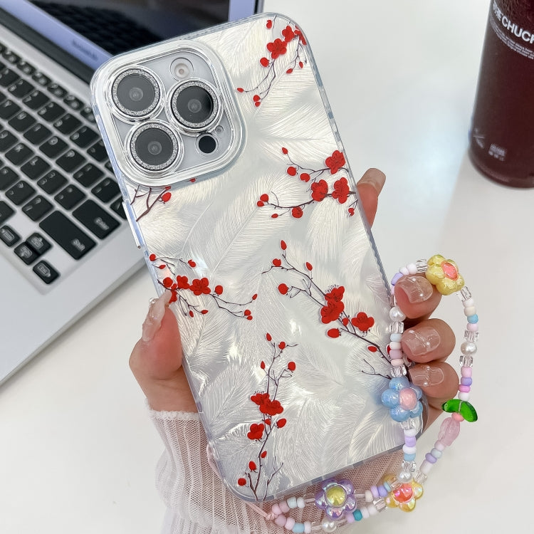 Electroplating Flower Texture Wristband TPU Phone Case, For iPhone 14, For iPhone 14 Pro, For iPhone 14 Pro Max, For iPhone 13 Pro Max