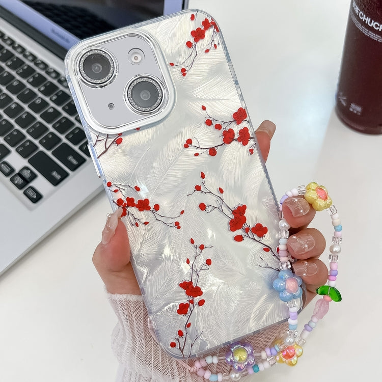 Electroplating Flower Texture Wristband TPU Phone Case, For iPhone 13 Pro, For iPhone 13