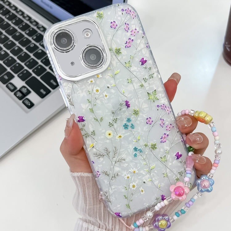 Electroplating Flower Texture Wristband TPU Phone Case, For iPhone 13 Pro, For iPhone 13