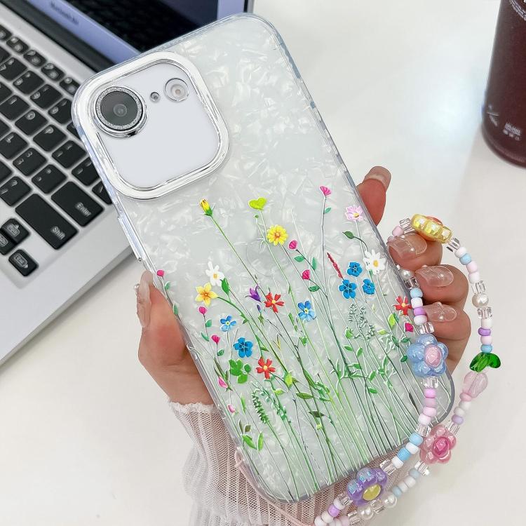 Electroplating Flower Texture Wristband TPU Phone Case, For iPhone 17e / 16e, For iPhone 16 Pro Max, For iPhone 16 Pro, For iPhone 16 Plus