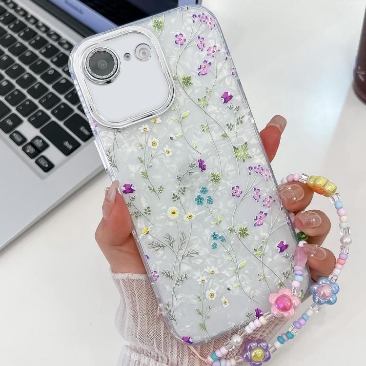 Electroplating Flower Texture Wristband TPU Phone Case, For iPhone 17e / 16e, For iPhone 16 Pro Max, For iPhone 16 Pro, For iPhone 16 Plus