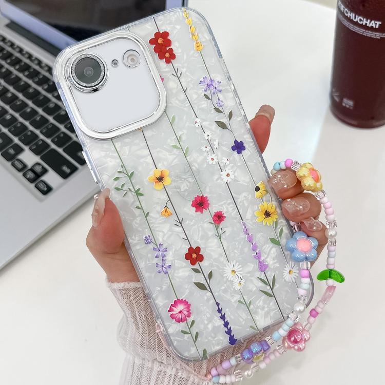 Electroplating Flower Texture Wristband TPU Phone Case, For iPhone 17e / 16e, For iPhone 16 Pro Max, For iPhone 16 Pro, For iPhone 16 Plus