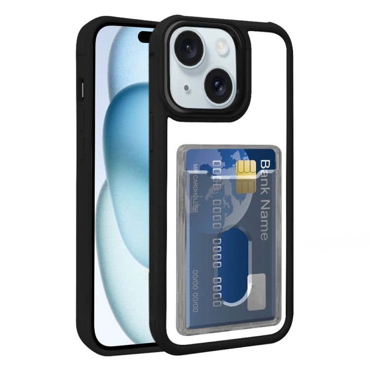 Electroplated Card Bag Acrylic Hybrid TPU Phone Case, For iPhone 15 Plus, For iPhone 15, For iPhone 14 Plus