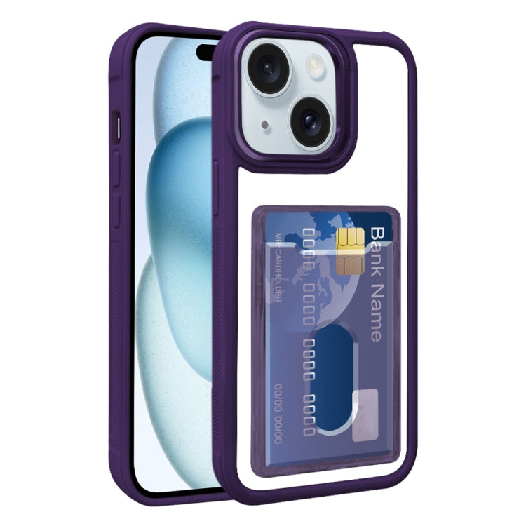 Electroplated Card Bag Acrylic Hybrid TPU Phone Case, For iPhone 15 Plus, For iPhone 15, For iPhone 14 Plus