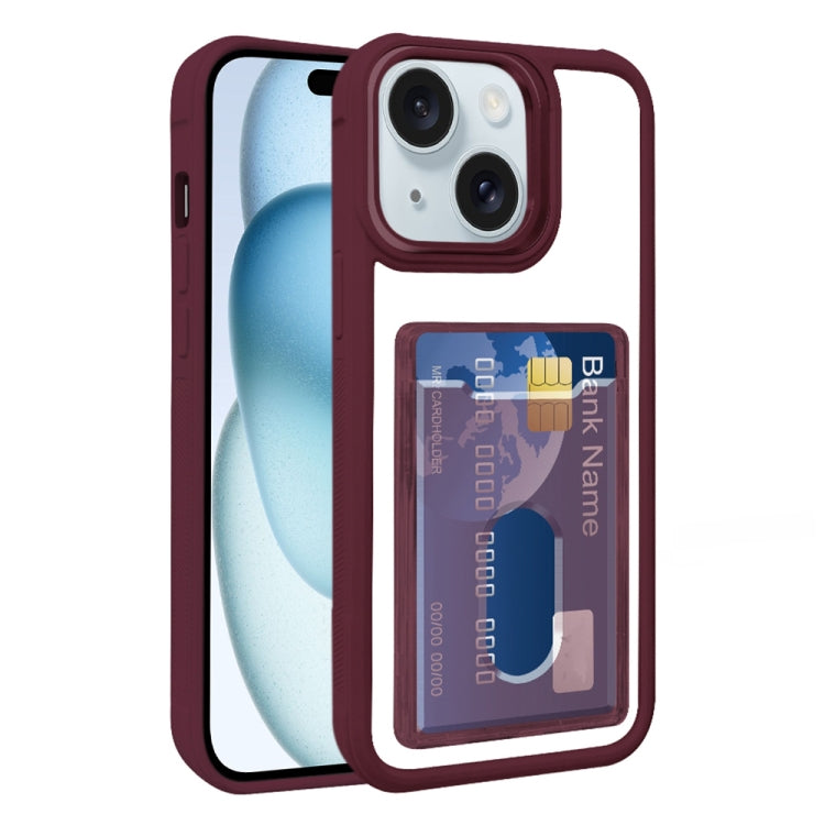 Electroplated Card Bag Acrylic Hybrid TPU Phone Case, For iPhone 15 Plus, For iPhone 15, For iPhone 14 Plus