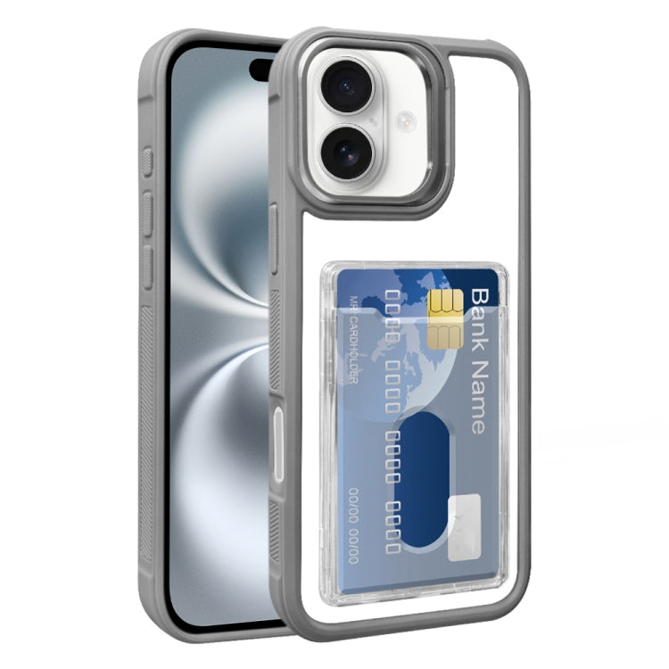 Electroplated Card Bag Acrylic Hybrid TPU Phone Case, For iPhone 16 Plus, For iPhone 16, For iPhone 15 Pro Max