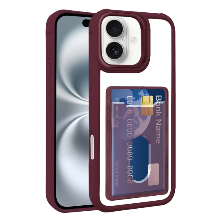 Electroplated Card Bag Acrylic Hybrid TPU Phone Case, For iPhone 16 Plus, For iPhone 16, For iPhone 15 Pro Max