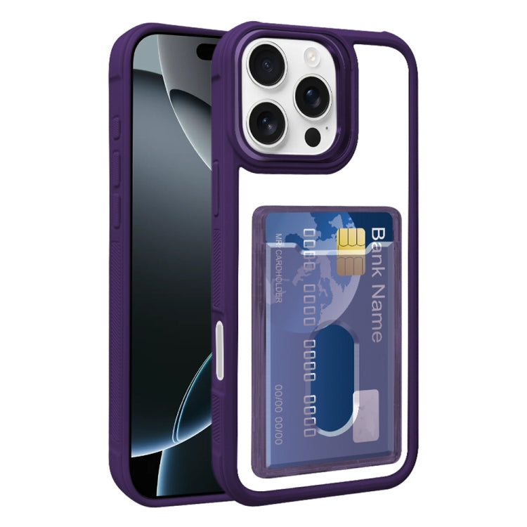 Electroplated Card Bag Acrylic Hybrid TPU Phone Case, For iPhone 16 Plus, For iPhone 16, For iPhone 15 Pro Max