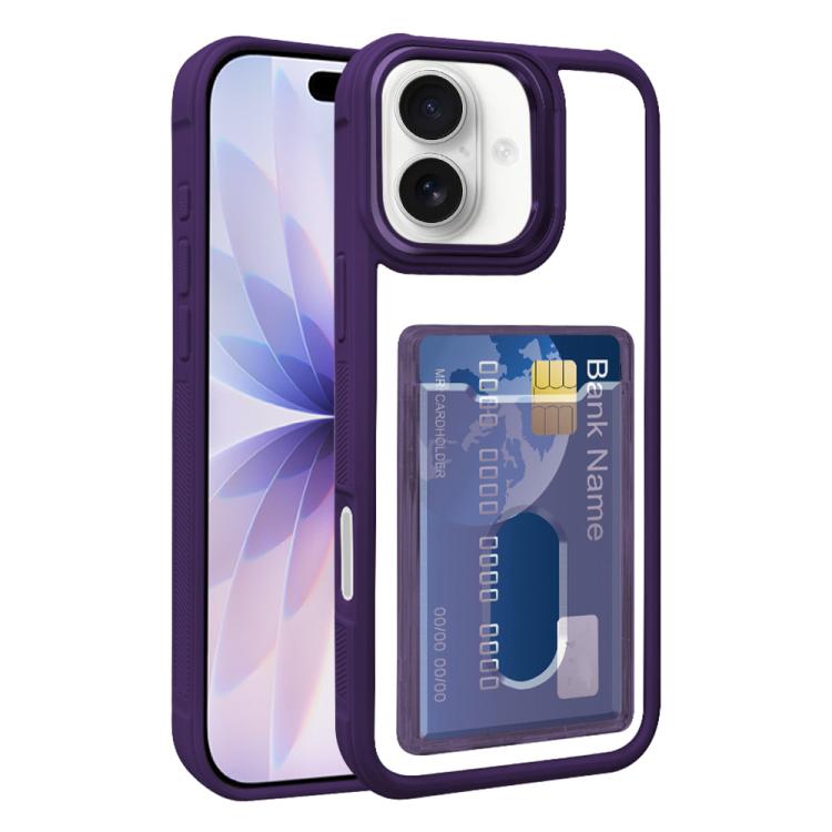 Electroplated Card Bag Acrylic Hybrid TPU Phone Case, For iPhone Air, For iPhone 16 Pro Max, For iPhone 16 Pro