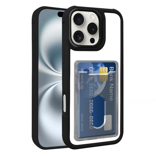 Electroplated Card Bag Acrylic Hybrid TPU Phone Case, For iPhone Air, For iPhone 16 Pro Max, For iPhone 16 Pro