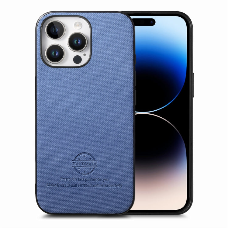 Twill Fabric Leather Skin Back Phone Case, For iPhone 14 Plus, For iPhone 14, For iPhone 14 Pro