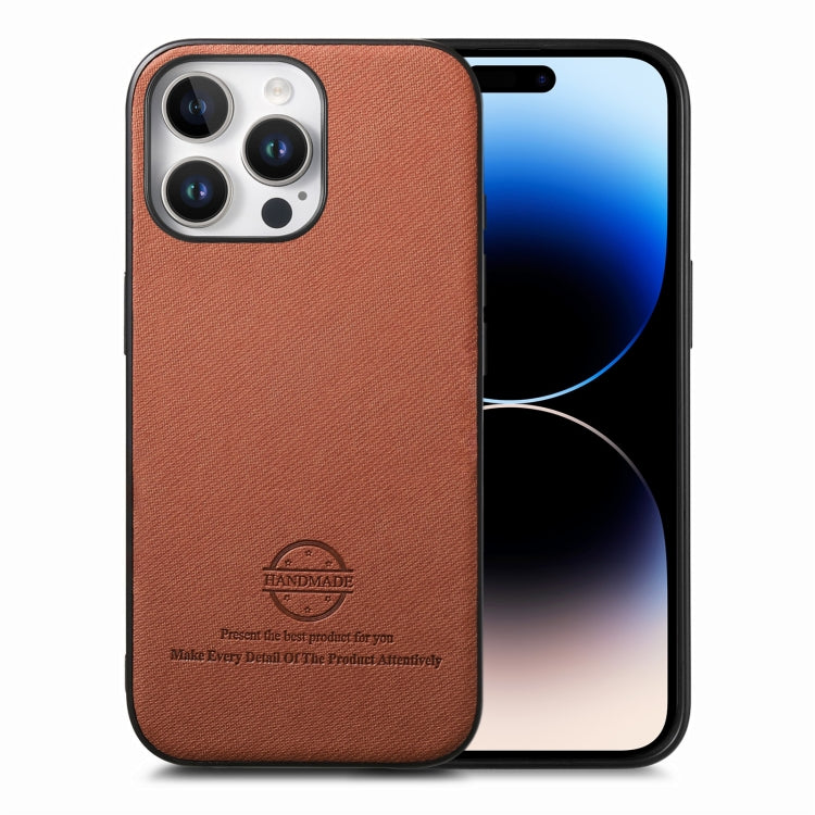 Twill Fabric Leather Skin Back Phone Case, For iPhone 14 Plus, For iPhone 14, For iPhone 14 Pro